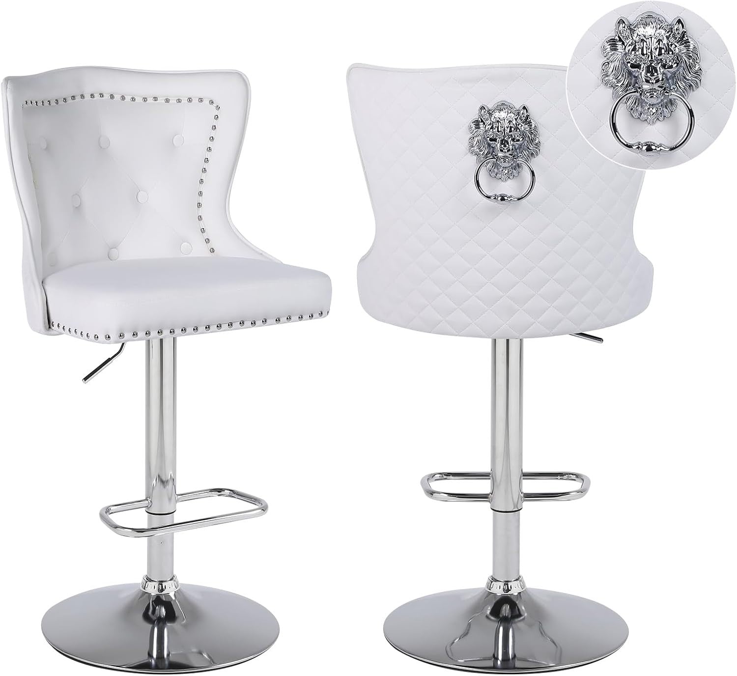 Adjustable Velvet Swivel Bar Stools Set of 2 | L-Shaped Comfort, Modern