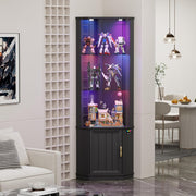 Corner Display Cabinet with RGB Lights, Glass Shelves & Motion Sensor