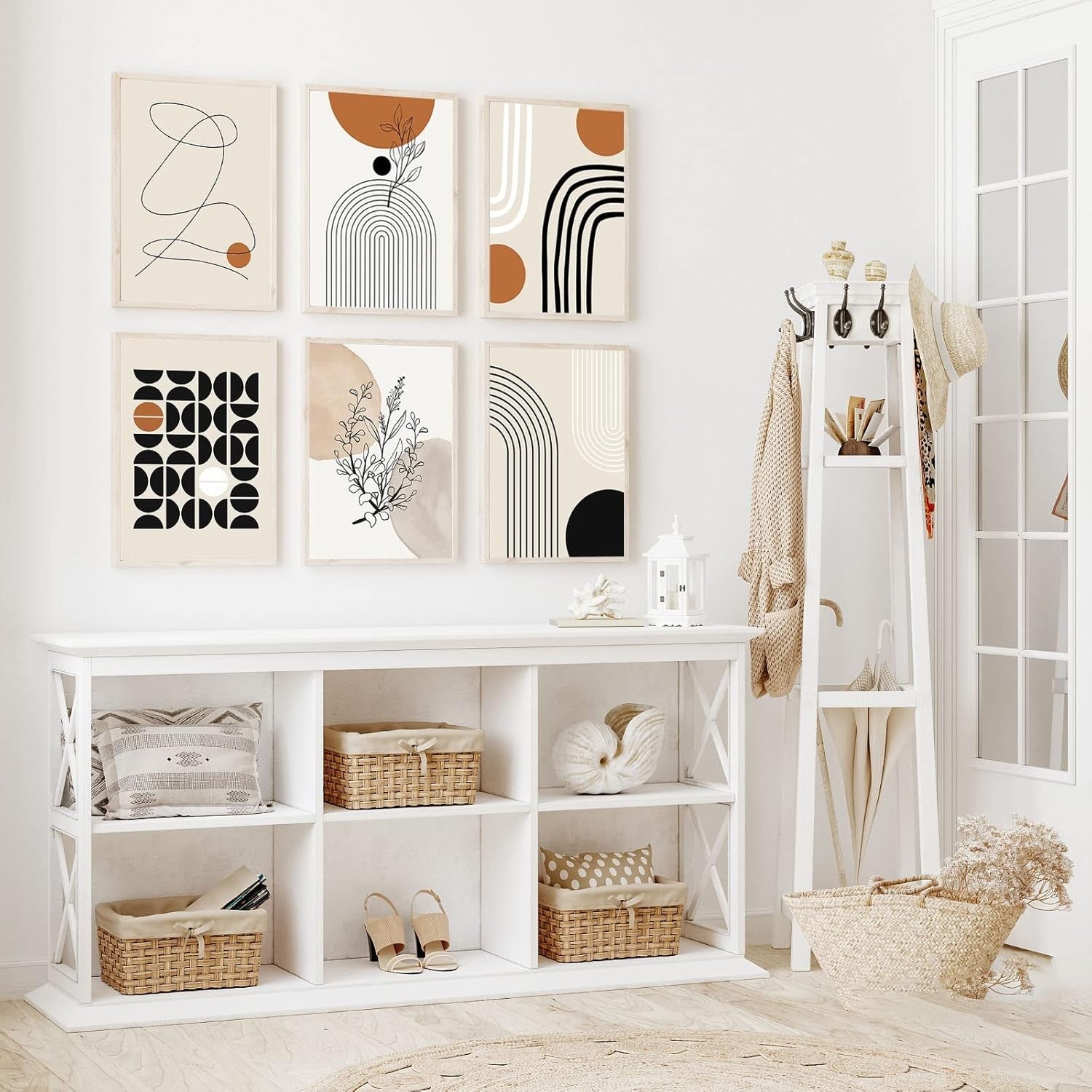 6Pcs Boho Abstract Canvas Wall Art Geometric Set