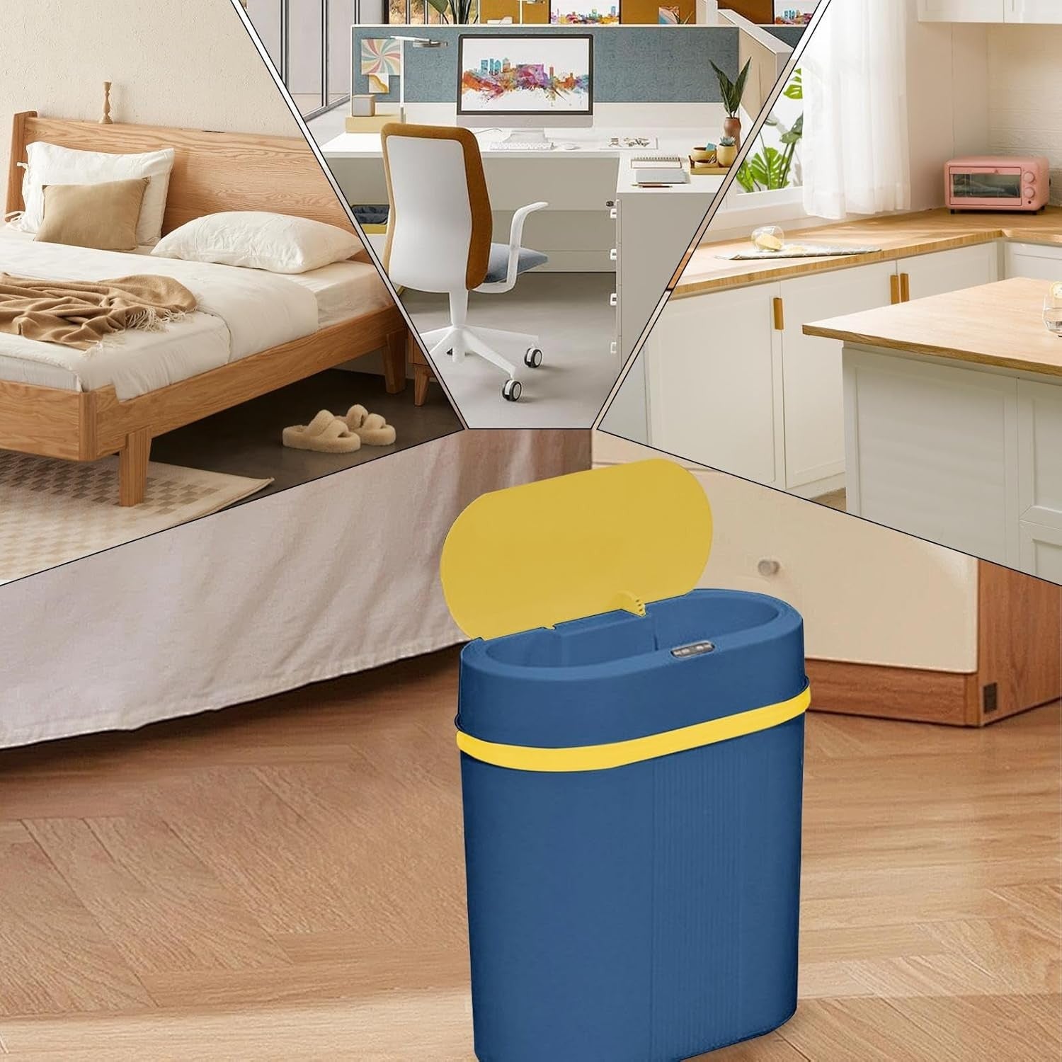 Large Motion Sensor Touchless Trash Can – Slim Space-Saving Bin