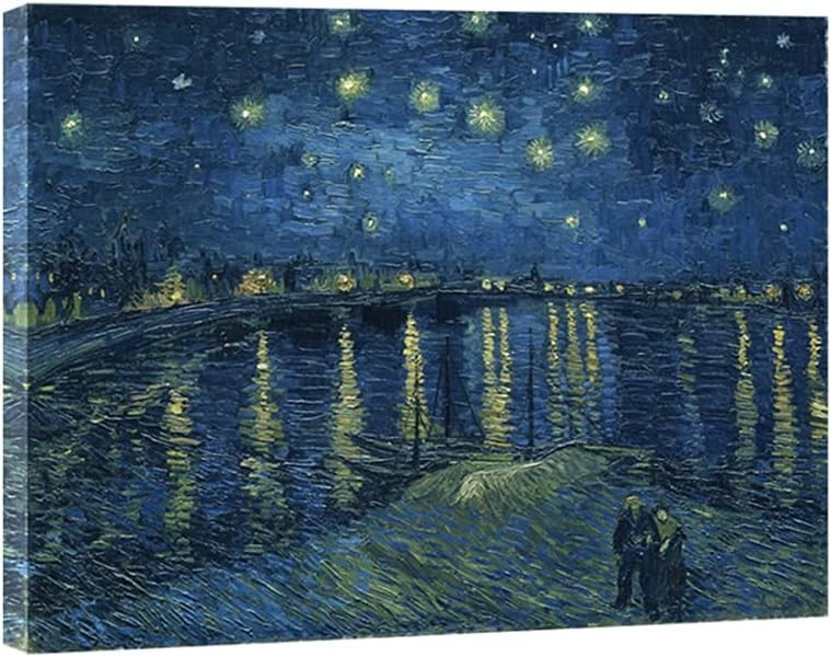 Starry Night Over The Rhone Canvas Wall Art Framed Van Gogh Print