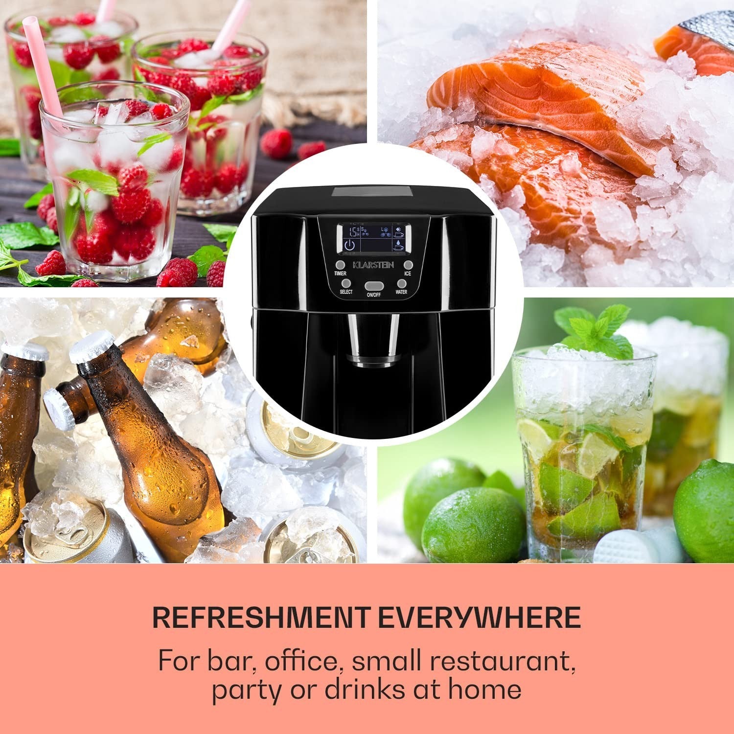 Countertop Ice Maker Bullet Ice Machine 2L Fast Ice 12kg Daily