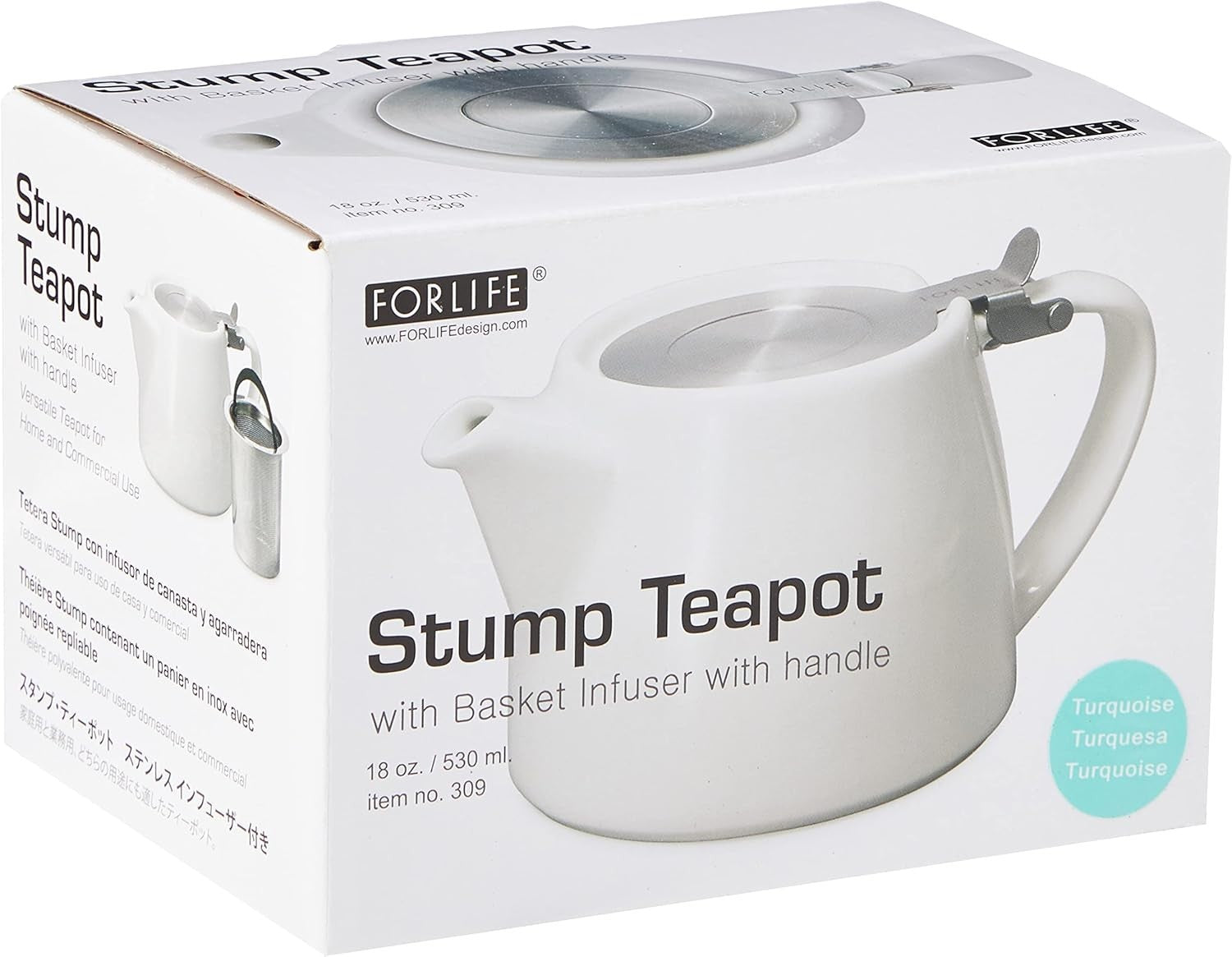 Ceramic Teapot 530ml Turquoise Tea Pot Stainless Steel Infuser Lid