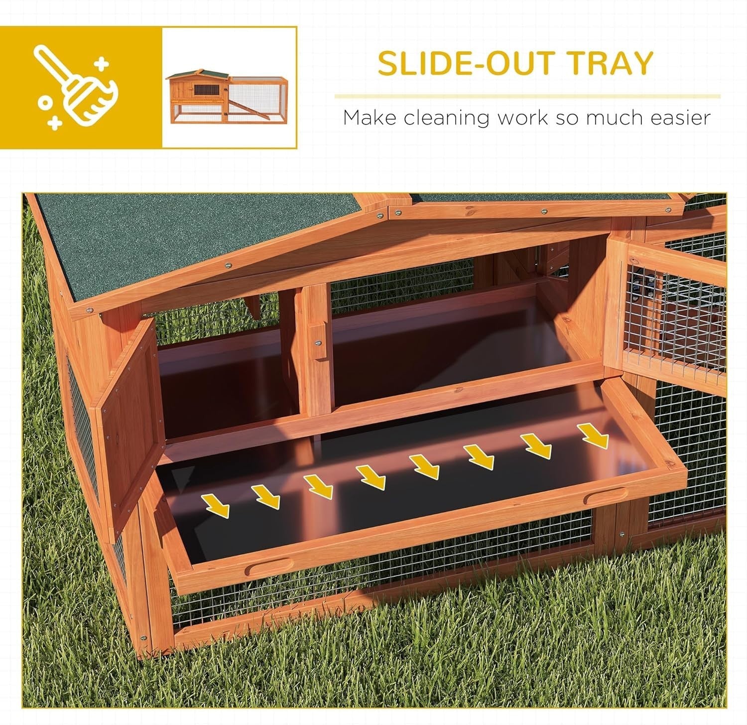 Wooden Rabbit Hutch with Run 156x58x68cm Outdoor Cage
