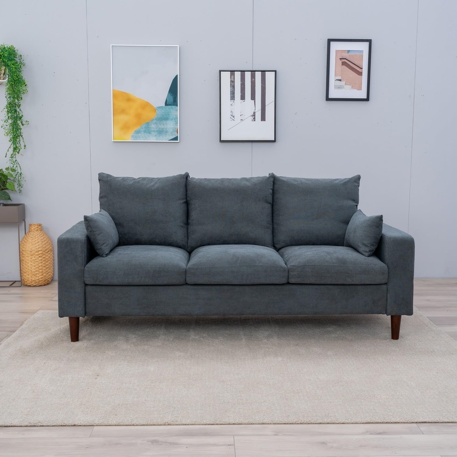 3+2 Seater Sofa Set Grey Fabric Upholstered Living Room Couch Suite Home (SV)