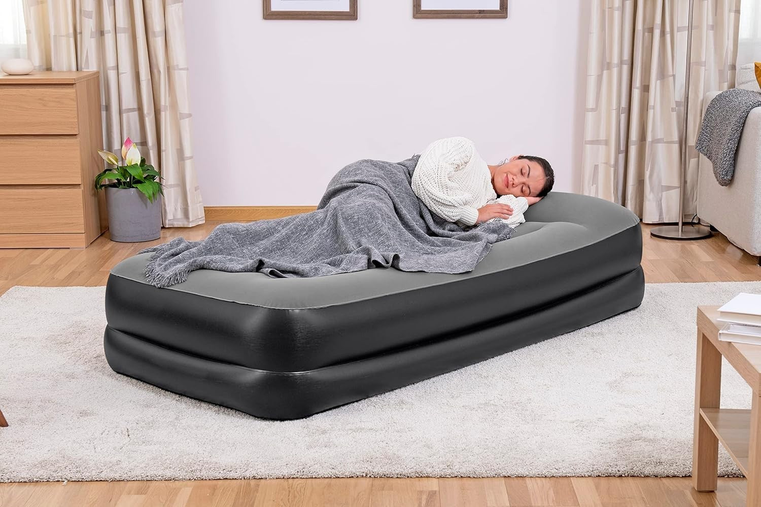 Twin Air Mattress with Built-In Pump – Portable Inflatable Bed for Adults