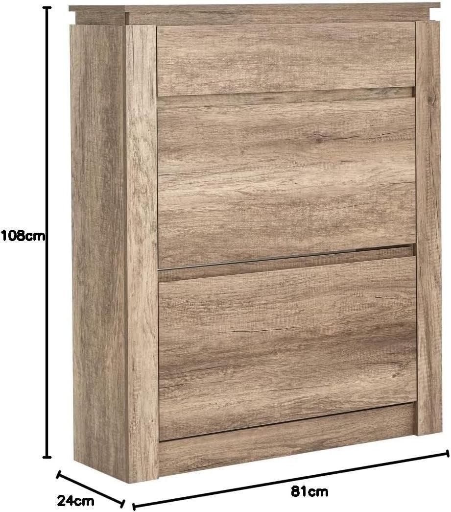 Oak Shoe Storage Cabinet with 3 Drawers & Adjustable Shelf – Space Saver