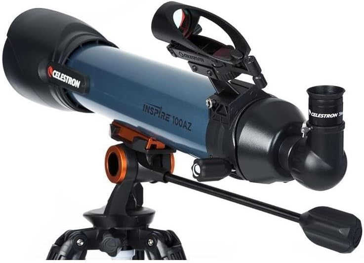 Blue 100mm Refractor Telescope with Smartphone Adapter & Adjustable Tripod