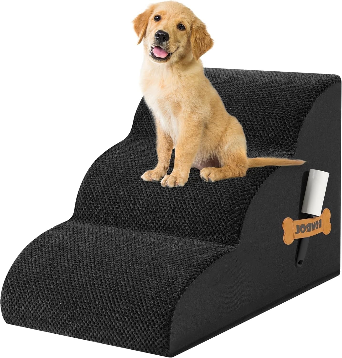 3 Step Dog Stairs Non Slip Pet Ramp for Bed Sofa Washable Black