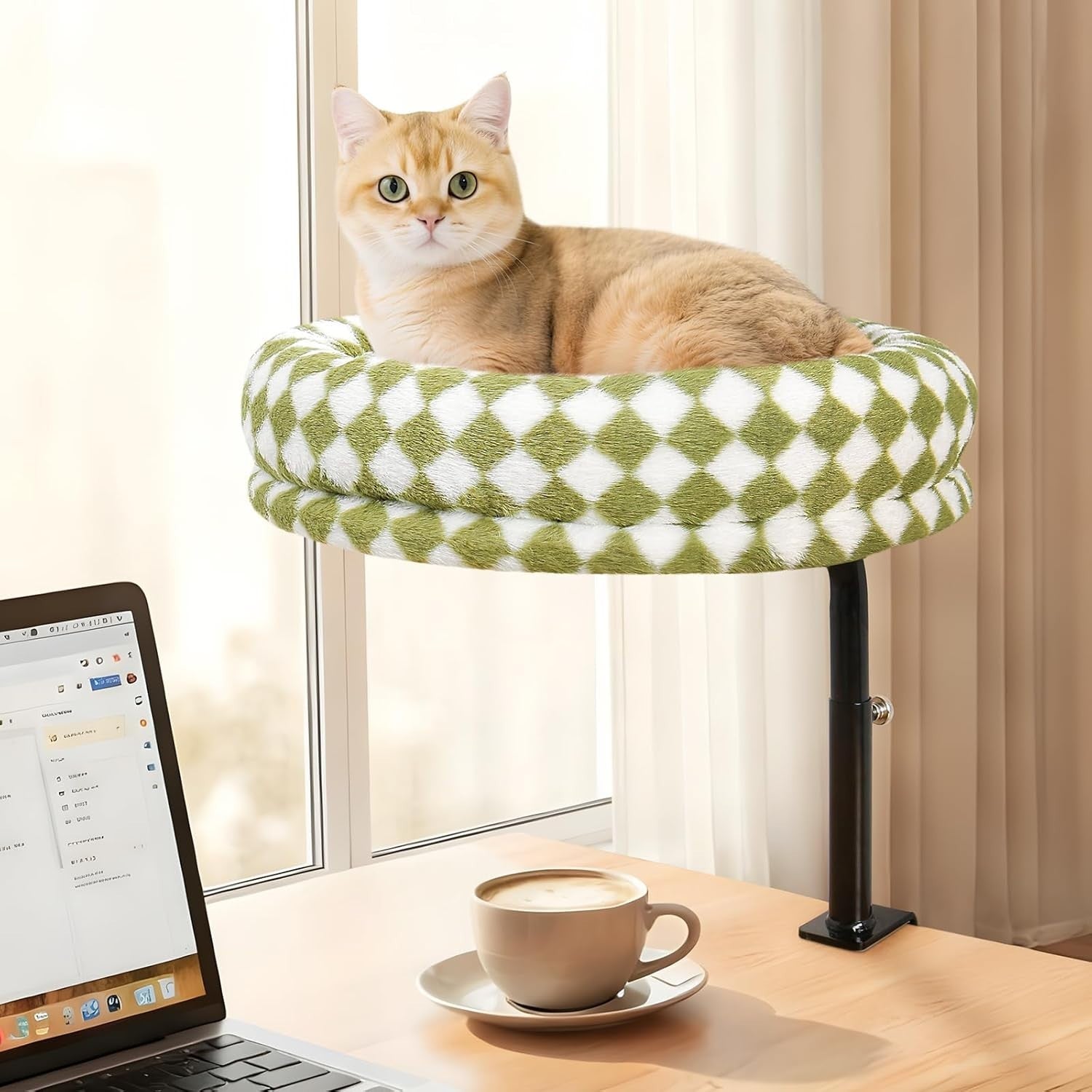 360° Rotating Cat Desk Bed Adjustable Clamp Hammock Perch 43cm