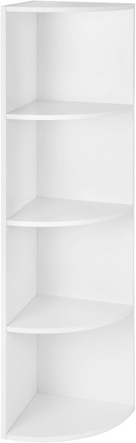 4-Tier White Corner Shelf Unit Modern Space-Saving Display & Storage Rack