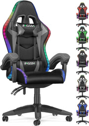 Gaming Chair Recliner PU Leather w/ Lumbar Headrest