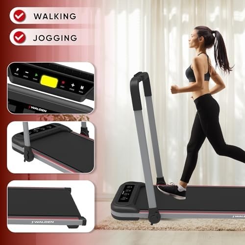 Compact Folding Treadmill with Handle 12-Program Quiet Under-Desk Walking Pad