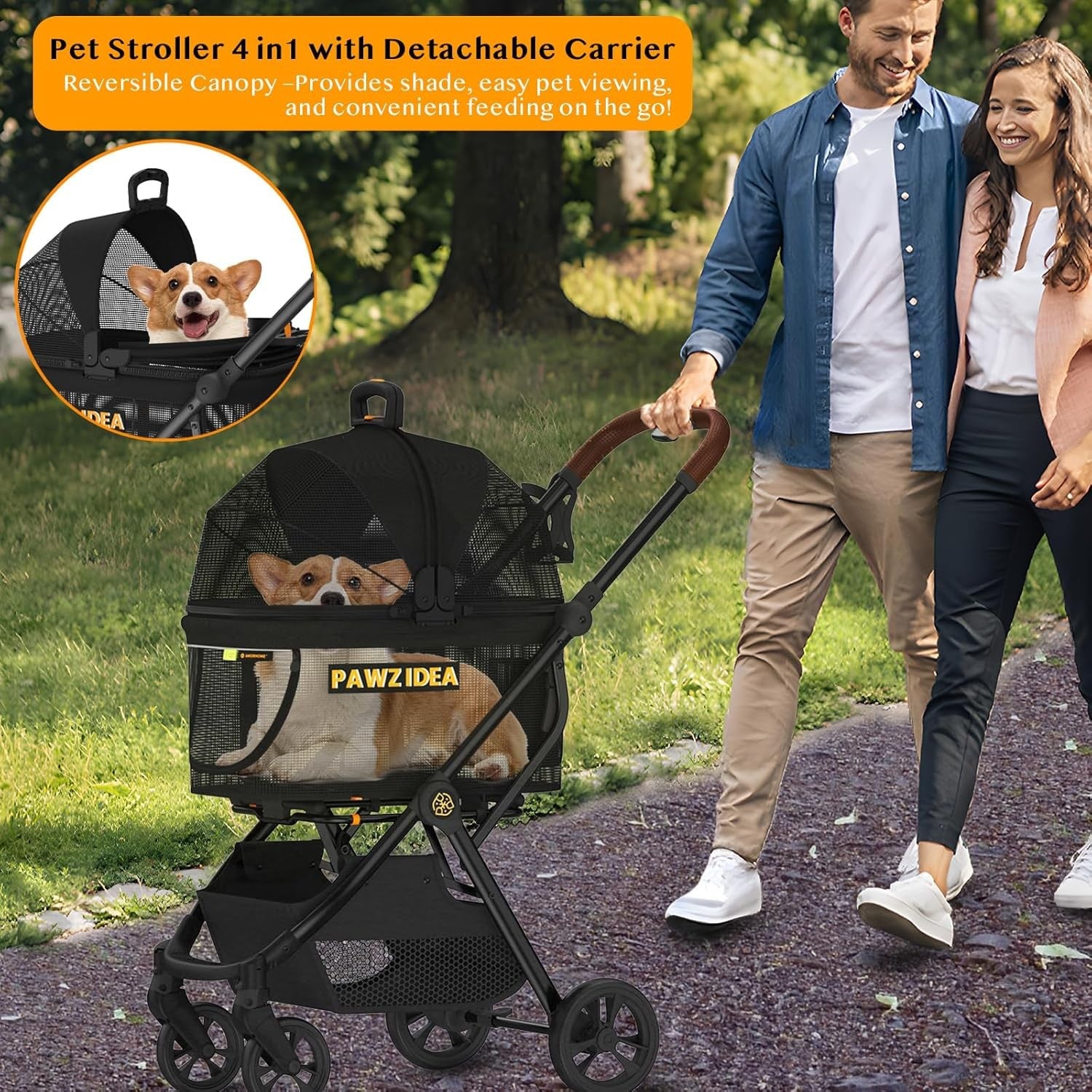 4 in 1 Pet Stroller Dog  Pushchair Detachable Carrier Foldable Jogger