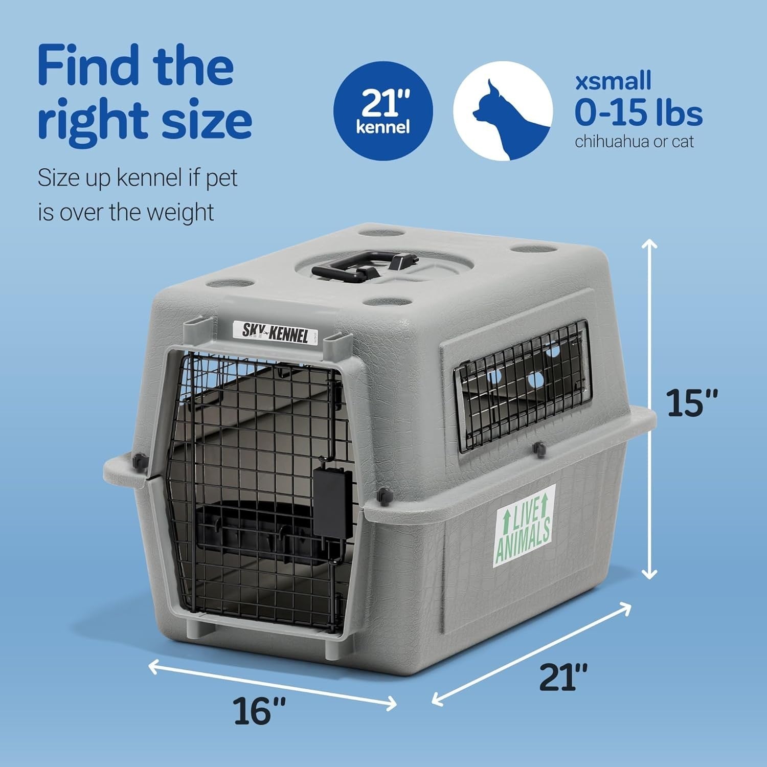 Hard Plastic Pet Carrier with Secure Doors for Safe Travel, Grey