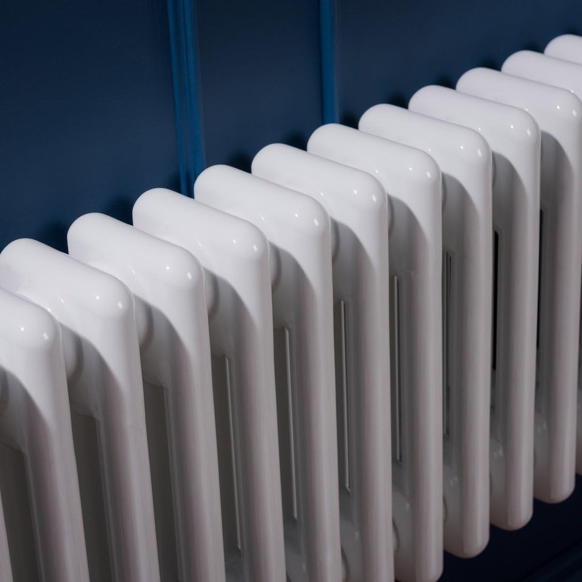 Triple Column Horizontal Radiator 300x1460mm White Cast Iron Style