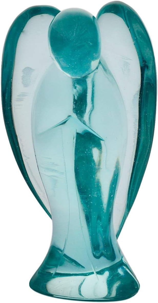 Blue Crystal 3" Guardian Angel Figurine Healing Gemstone Luck Protection Decor