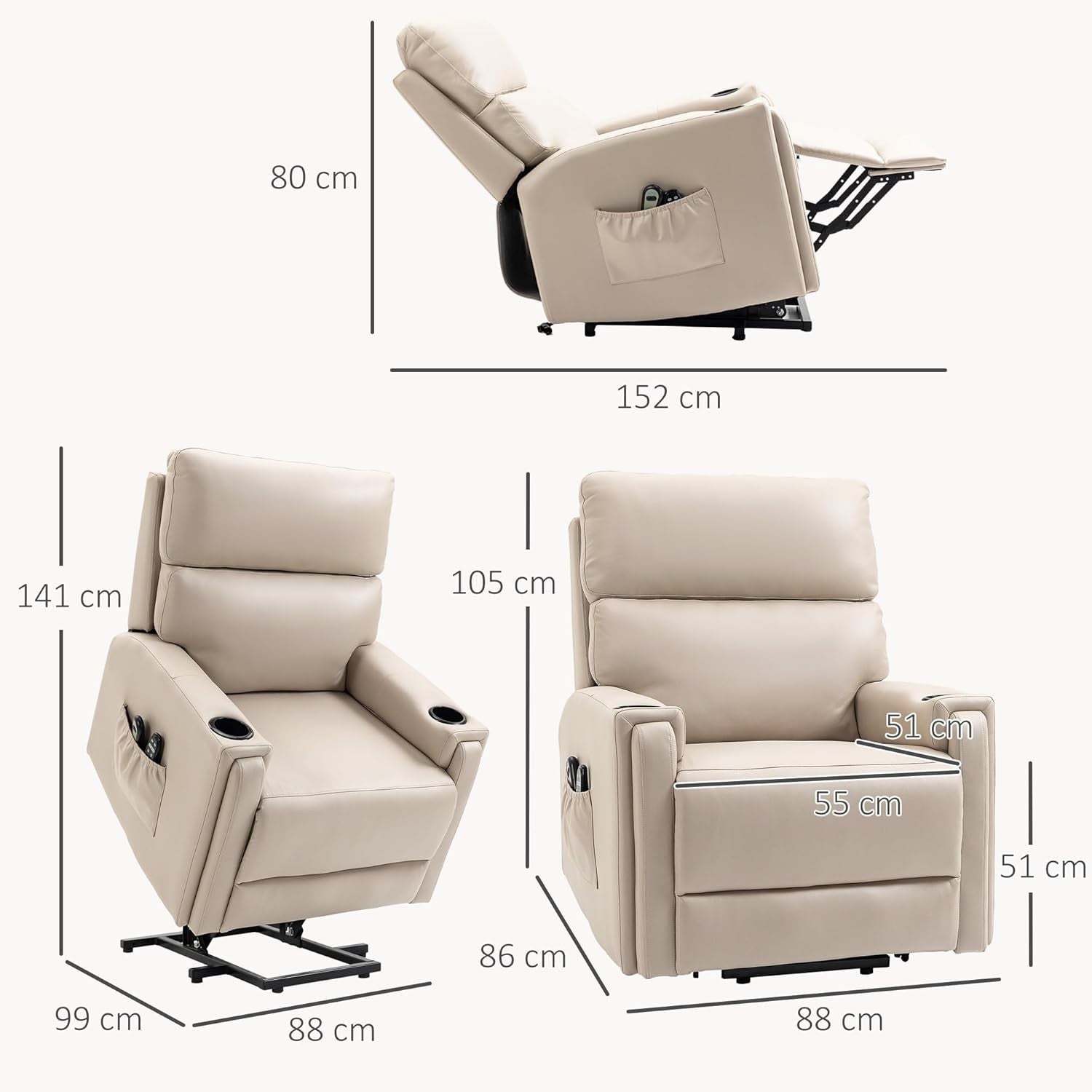 Lift Recliner Chair Massage Heat Electric Riser Armchair for Elderly Living Room