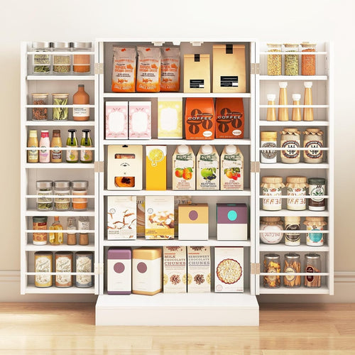 Kitchen Cupboard Pantry Cabinet 17 Shelves 2 Doors White Small