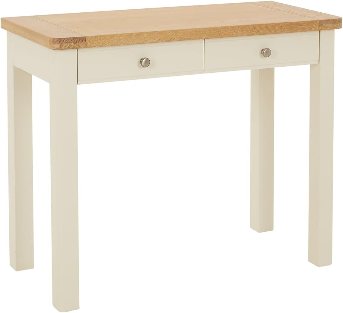 Cream Dressing Table Desk 2 Drawer Wood Storage Home Office Vanity Pedestal