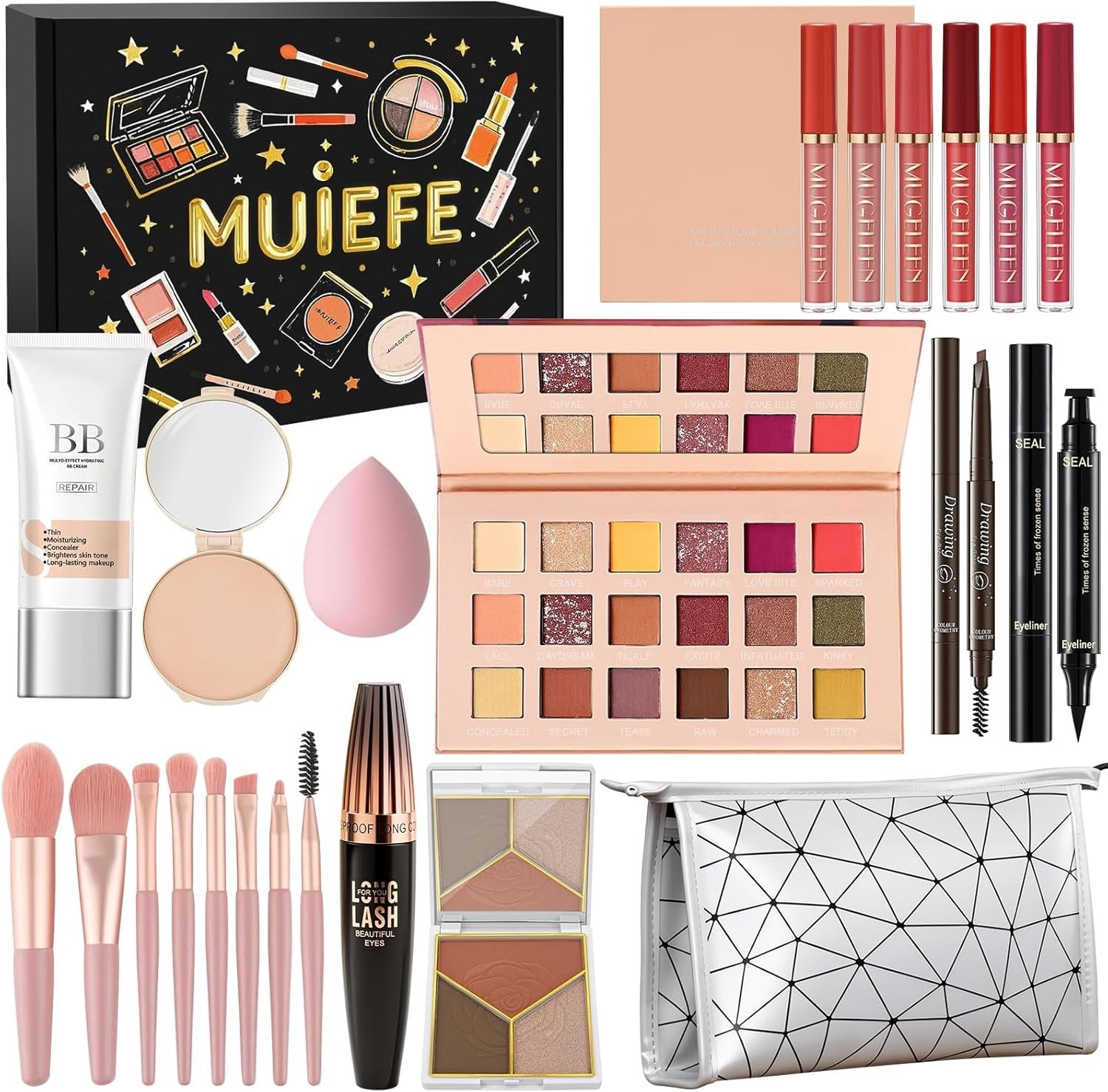 All In One Makeup Starter Kit Travel Set with Bag for Women