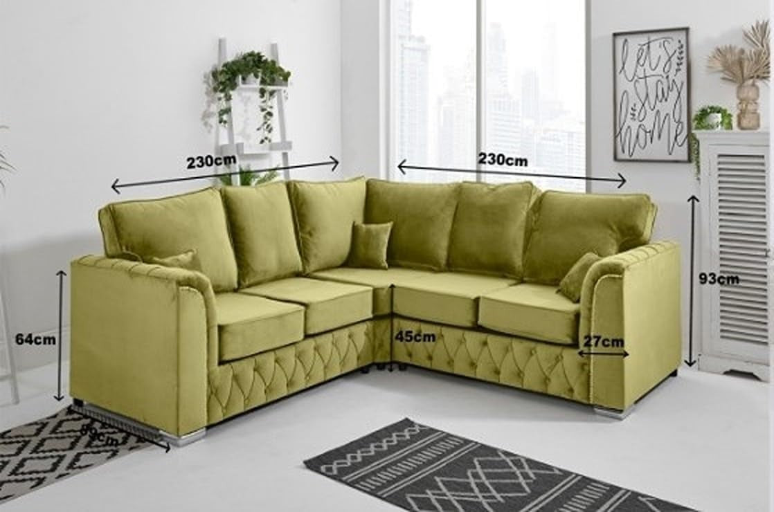 Plush Velvet Mink Corner Sofa 5-Seater, Foam Cushions, Chrome Feet, L-Shape