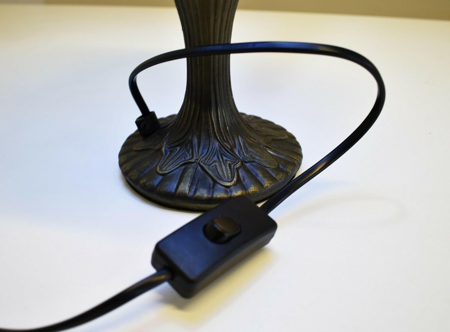 Tiffany Style Table Lamp Brass Base Stained Glass Adjustable Brightness Light