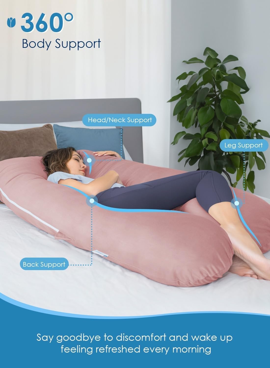 U Shaped Pregnancy Pillow Full Body Support Cooling Maternity Sleep Pillow