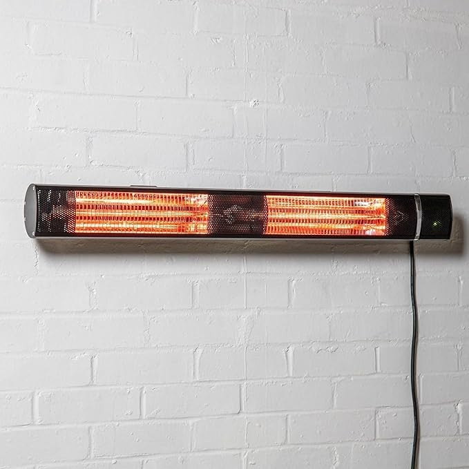 Wall Mounted Outdoor Electric Patio Heater 3000W IP44 Black Slimline