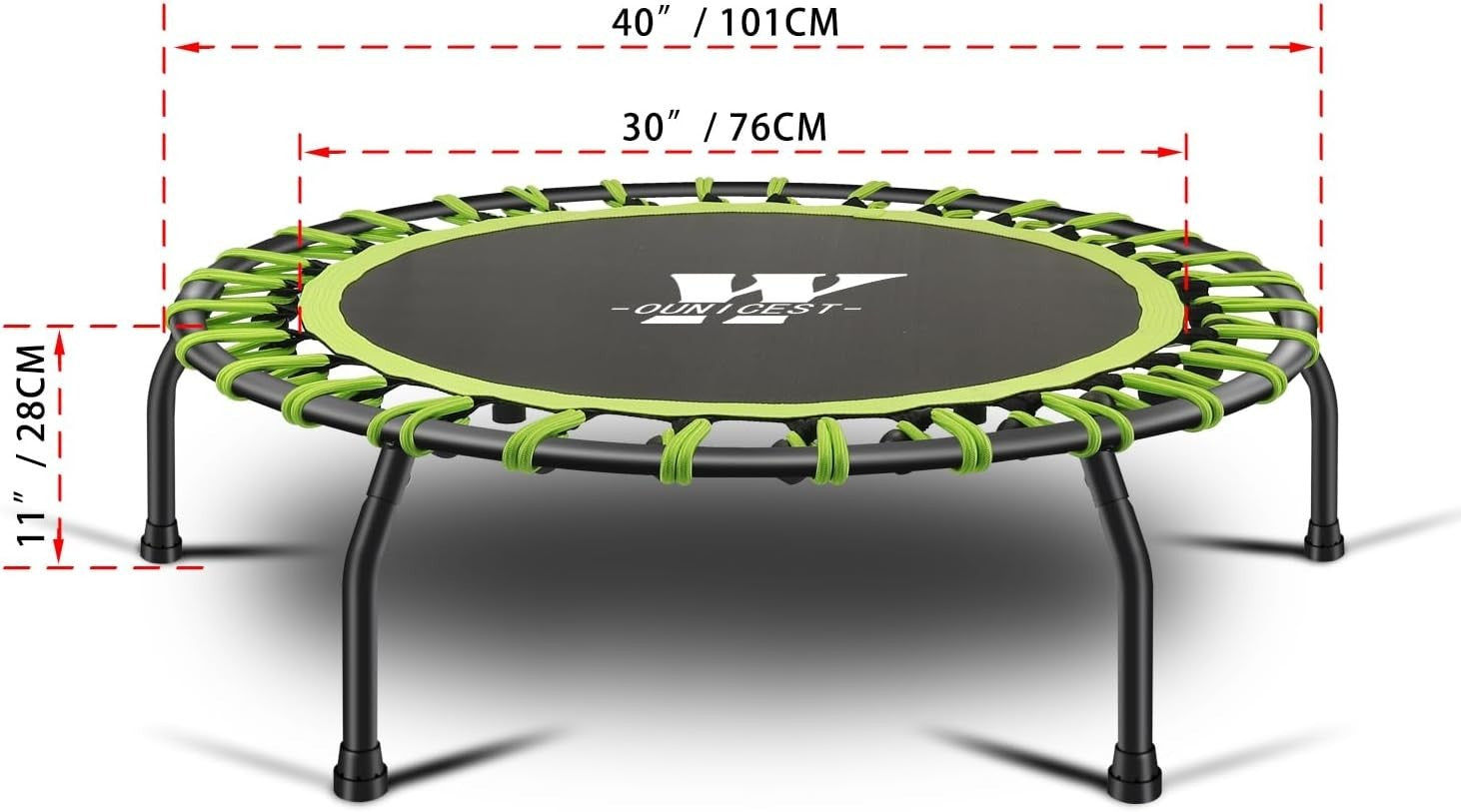 40in Quiet Bungee Rebounder Trampoline Indoor Low Impact Cardio