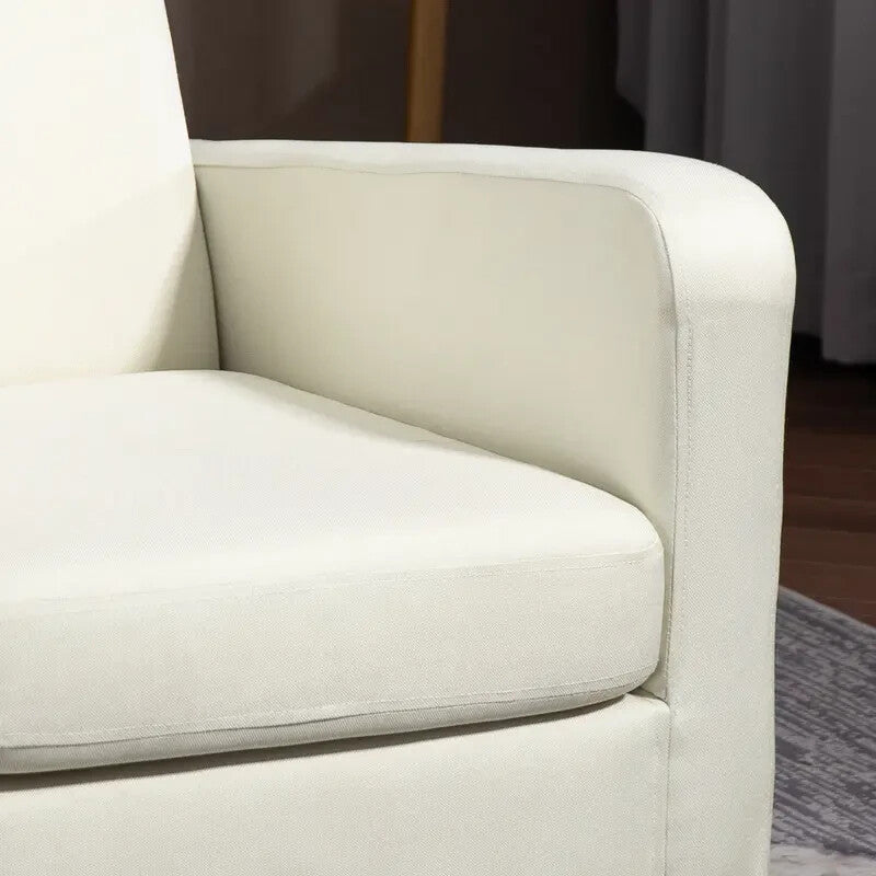 Cream Accent Armchair Upholstered Lounge Chair for Bedroom or Living Room