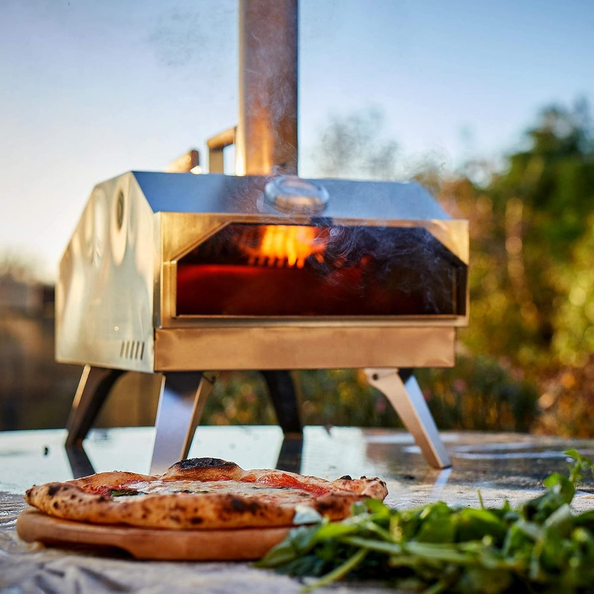 12" Outdoor Dual Fuel Pizza Oven | Stainless Steel BBQ Stone Oven Set