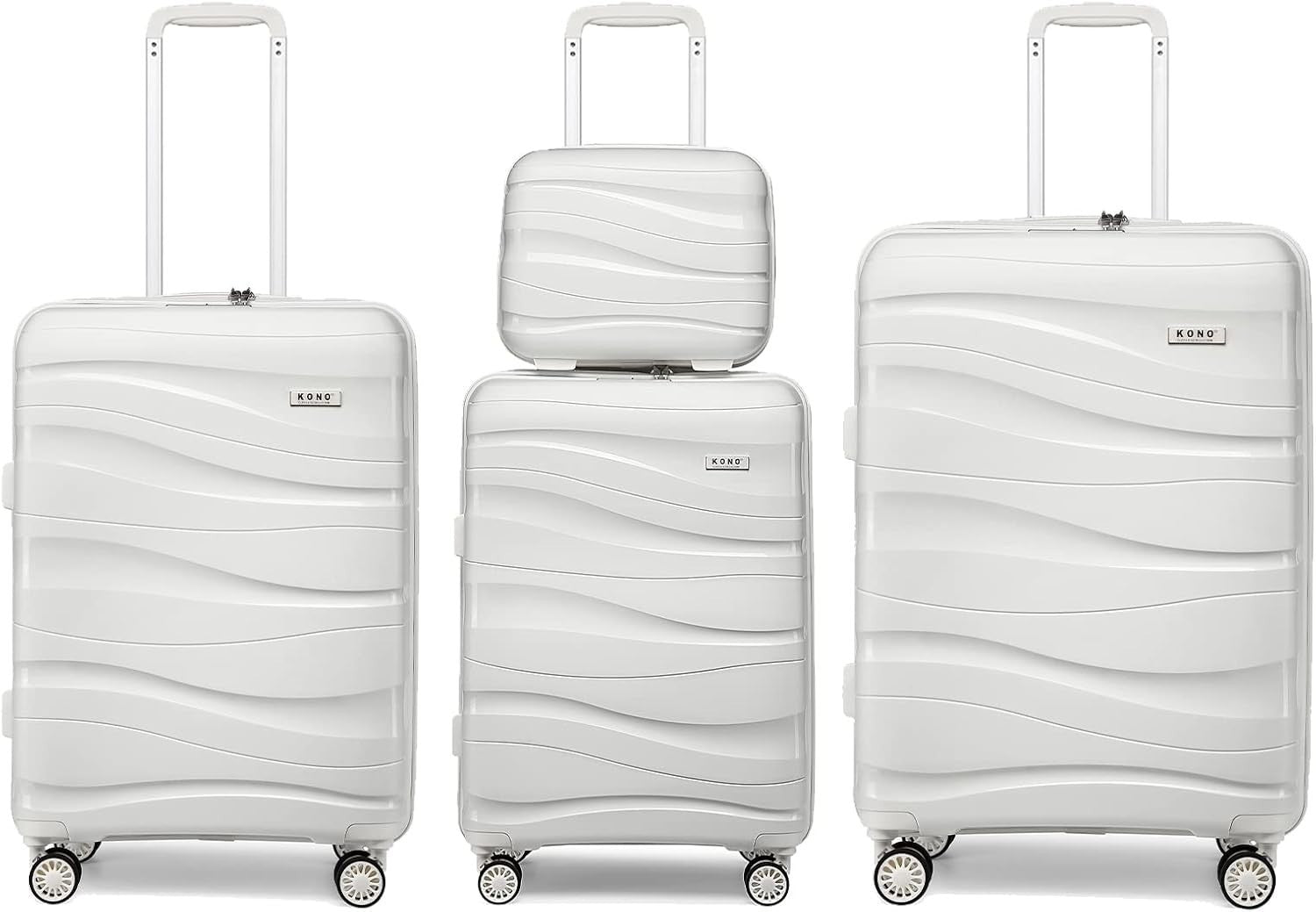 4pc Complete Travel Luggage Set Polypropylene Cabin Medium Large TSA Spinner