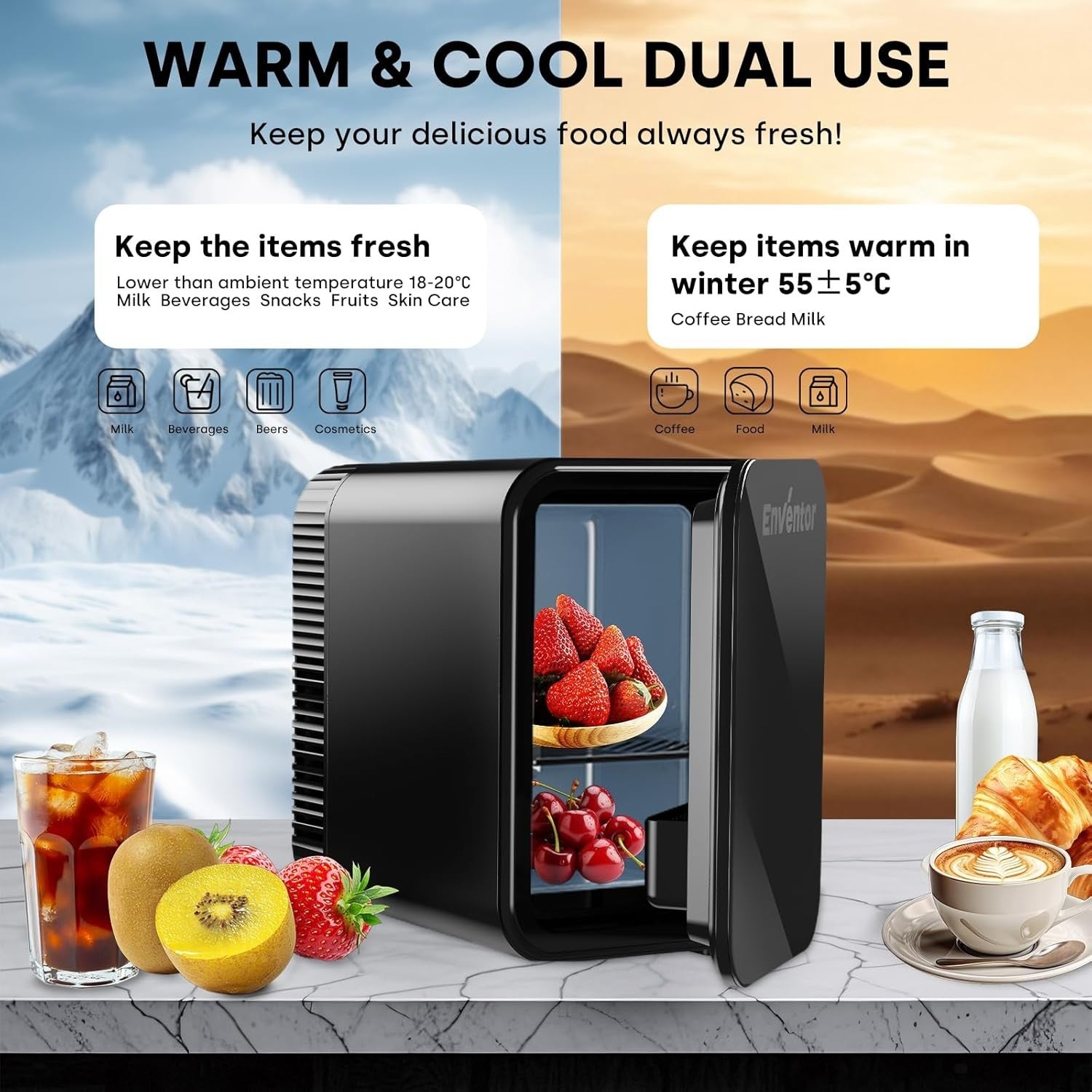 Portable 4L Mini Fridge Cooler & Warmer Compact Bedroom Car Travel