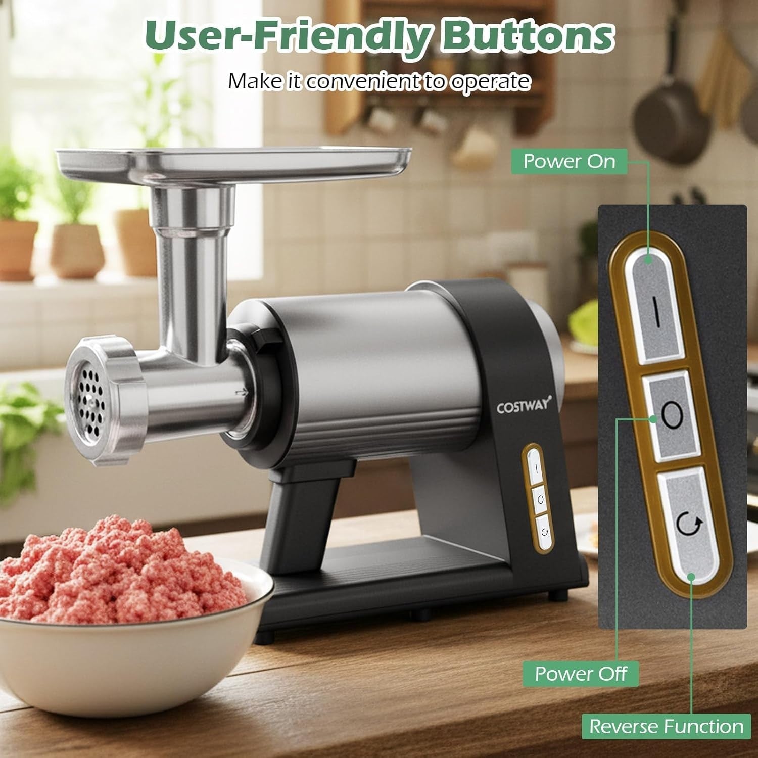 2000W Electric Meat Grinder Sausage Maker Mincer 3 Plates Kibbe