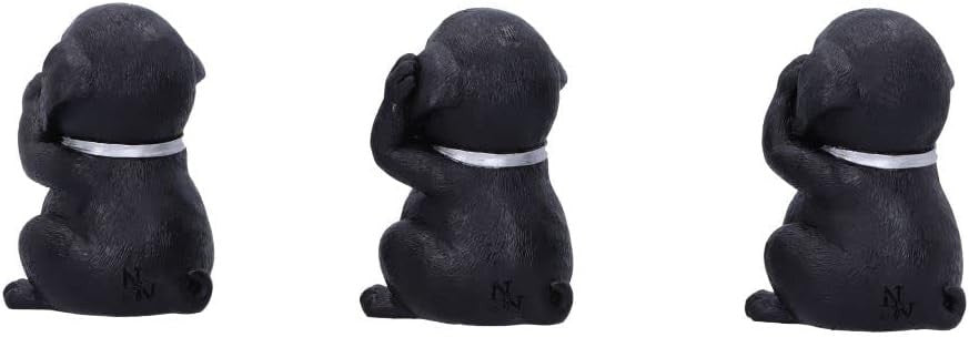 Three Wise Labrador Dog Figurines Resin 8.5cm Black Ornament Cute Home Gift