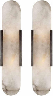 Modern Marble Wall Sconce Set of 2 Black LED Vanity Lights 50CM