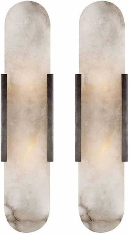 Modern Marble Wall Sconce Set of 2 Black LED Vanity Lights 50CM