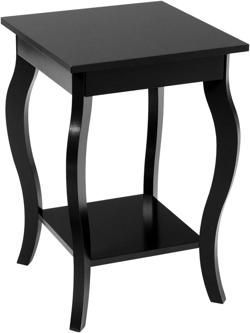Black 2-Tier Bedside Table with Open Storage Shelf – Modern Wooden Side Table 40