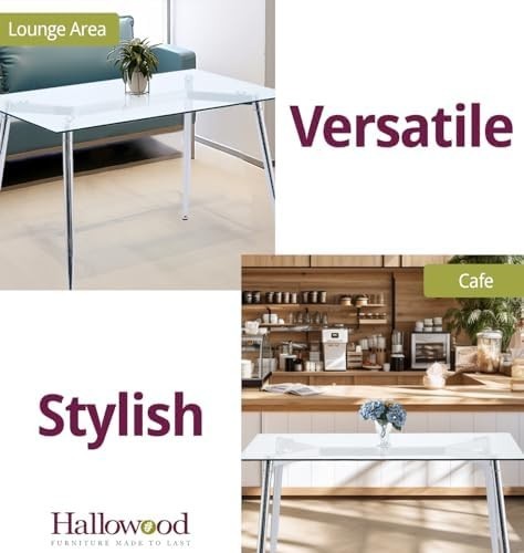 120cm Rectangular Glass Dining Table with Chrome Legs 4-6 Seater