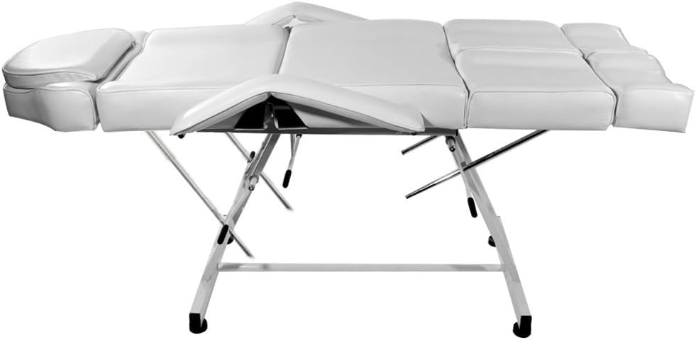 Reclining Massage Table 3-Section Adjustable Beauty Salon Spa Tattoo Bed White