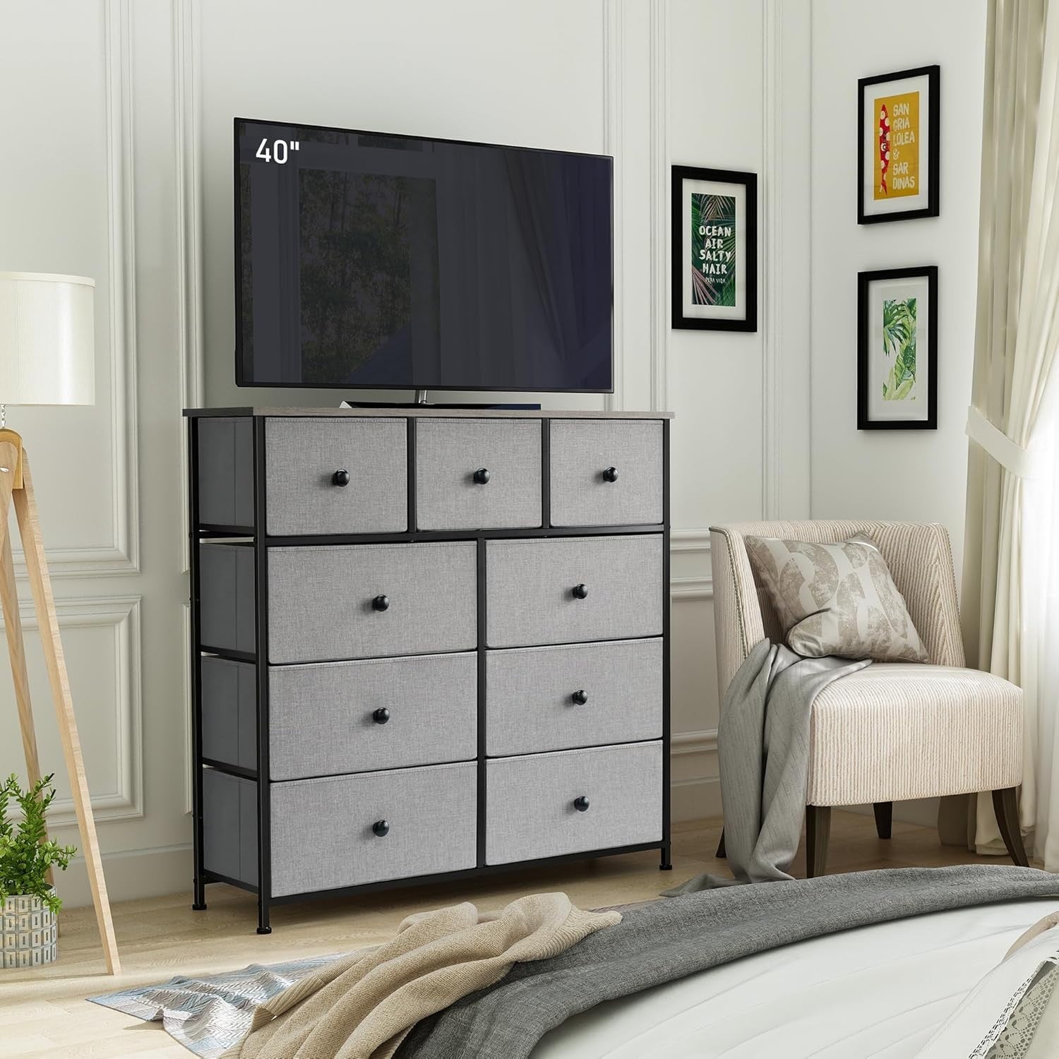 9 Drawer Fabric Chest Storage Organizer Bedroom Living Room Nursery