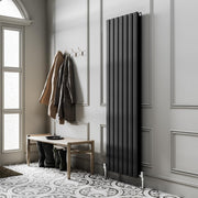 Vertical Flat Panel Radiator Black Double Column 1200x476mm High Heat