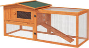 Wooden Rabbit Hutch with Run 156x58x68cm Outdoor Cage