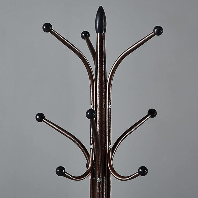 Modern Pink Metal Coat Rack Stand | Freestanding Hall Tree with Hooks & Base