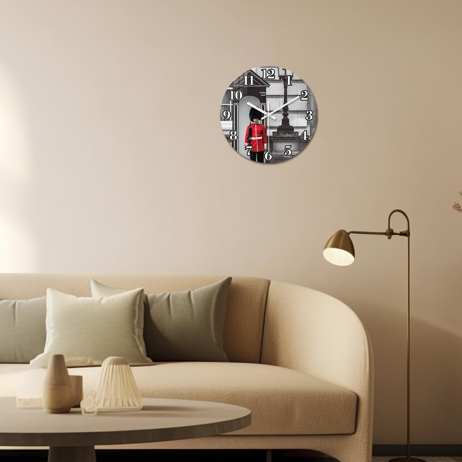16" London Guard Wall Clock Silent Glass Round Modern UK Decor