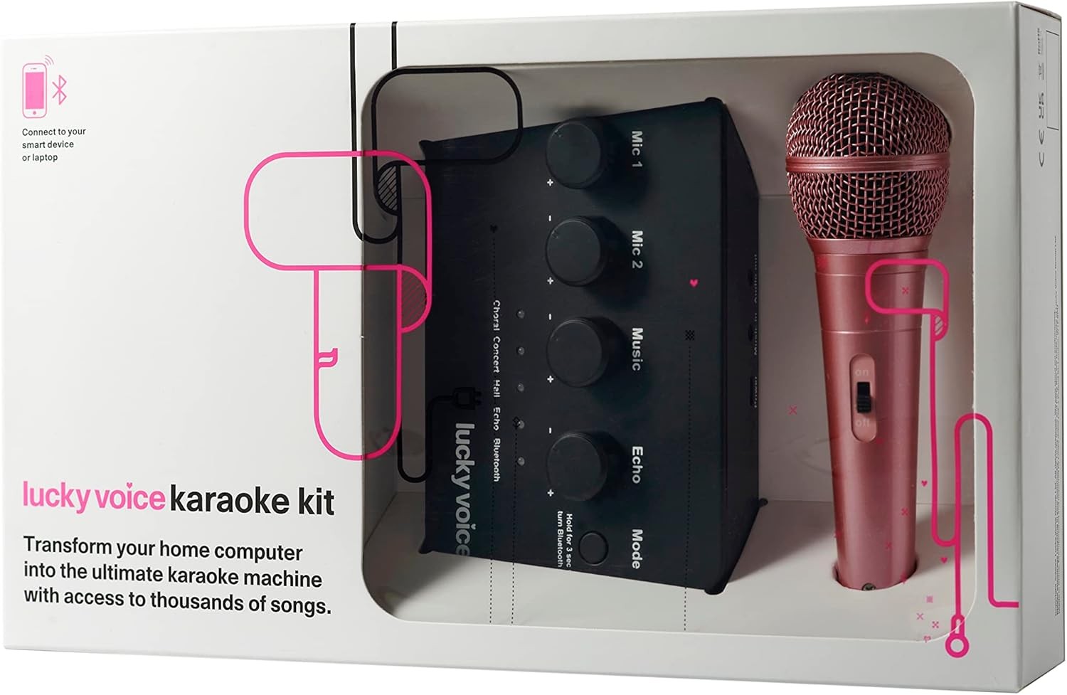 Lucky Voice Karaoke Machine Bluetooth 10,000 Songs Adults Kids Rose