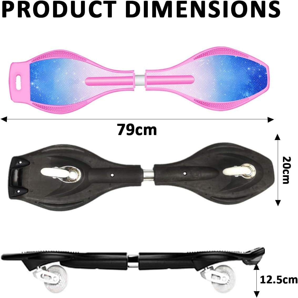 Youth Caster Board Waveboard LED Light Up Shortboard Skateboard