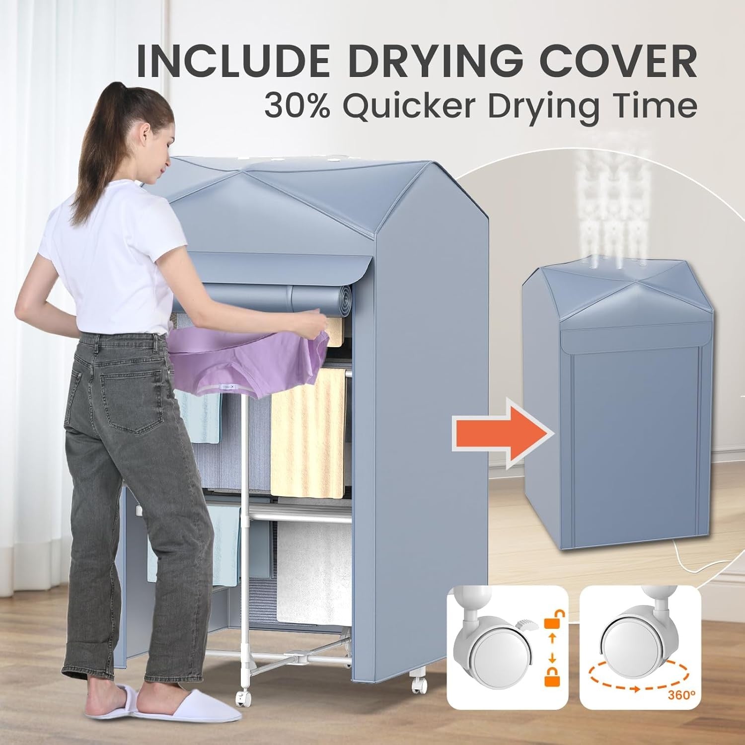 Heated Clothes Airer 3 Tier 36 Rails Electric Folding Indoor Dryer 21kg