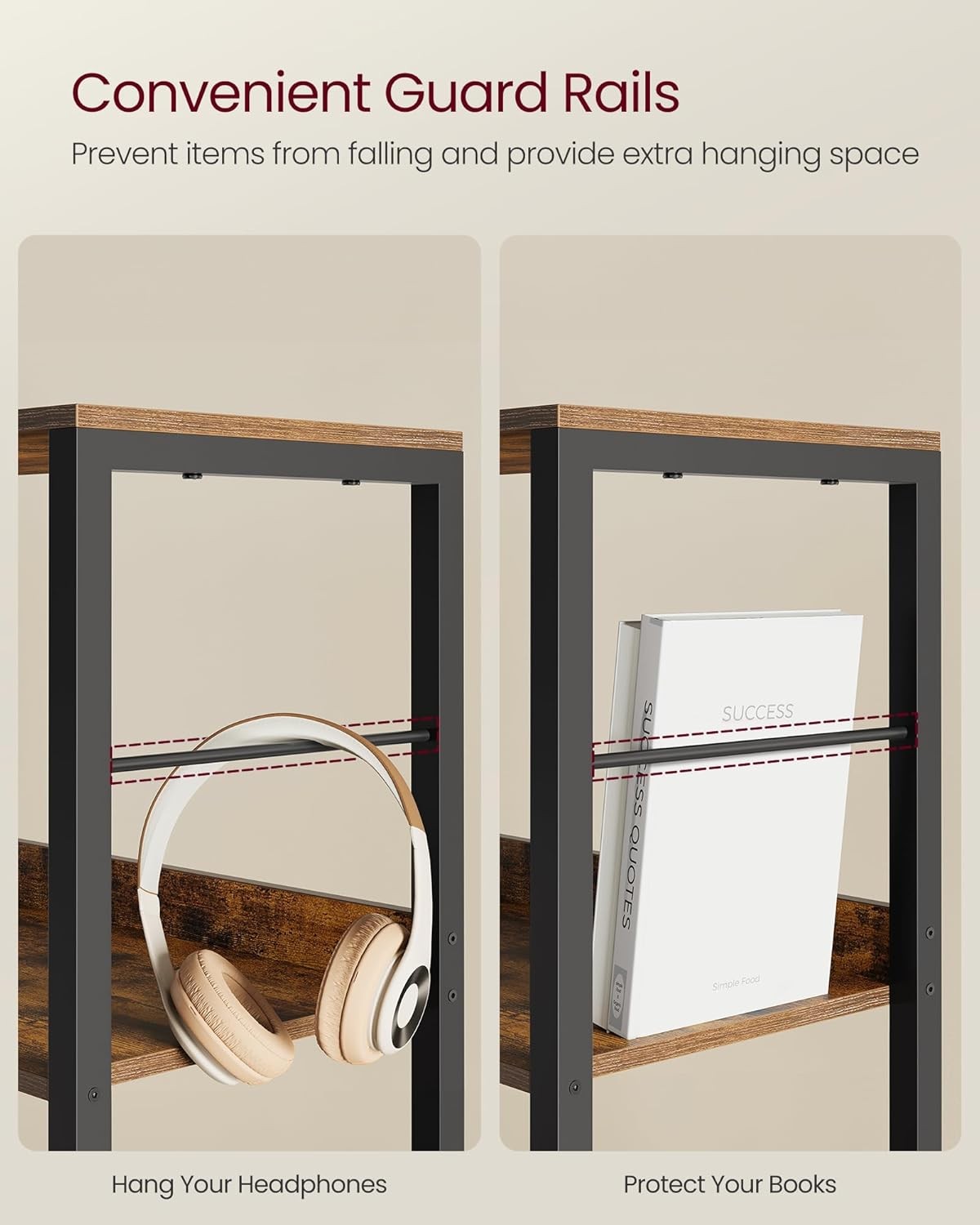 6-Tier Industrial Bookshelf Unit | Tall Rustic Storage Shelving for Home Office